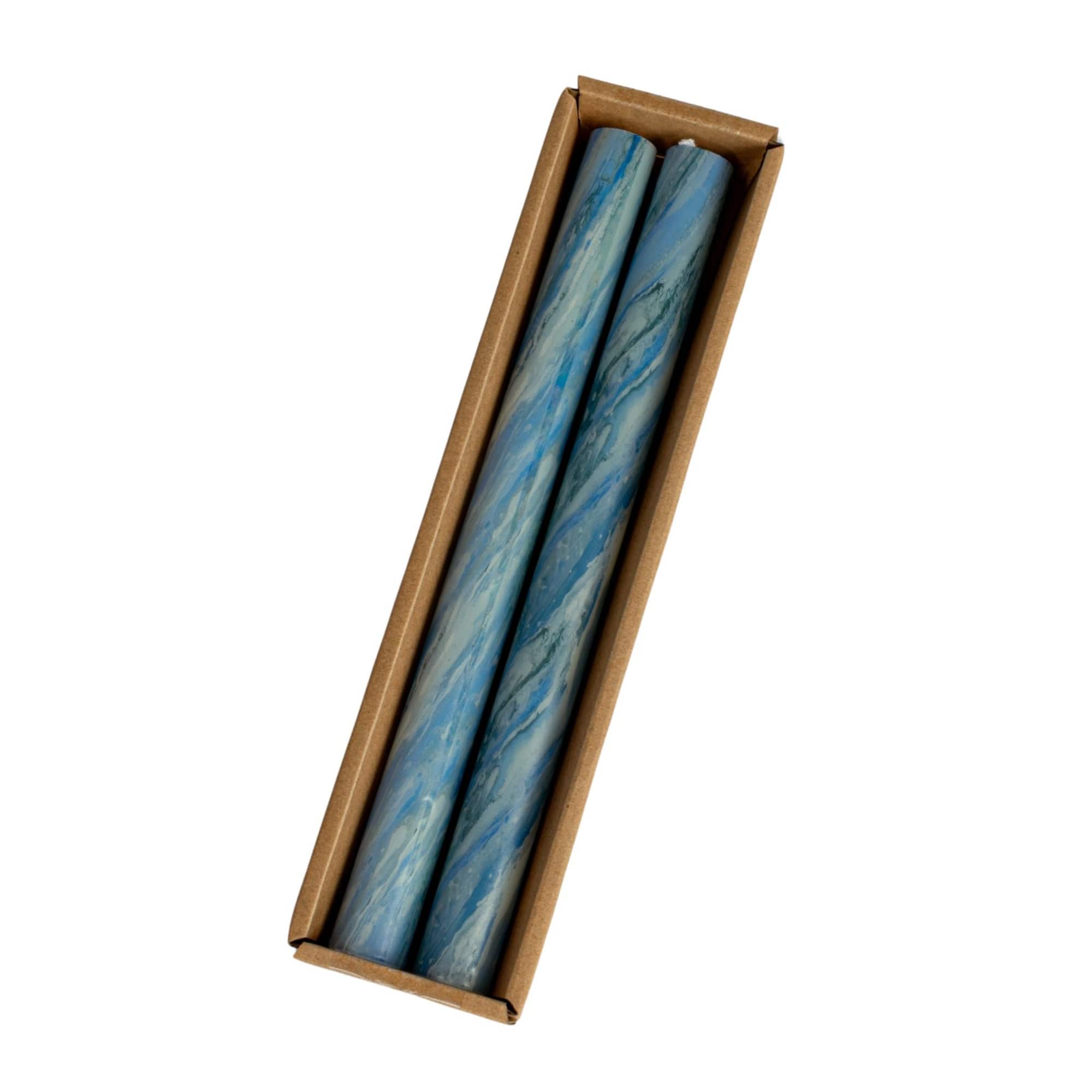 Hello Honey® 10" Blue Marbled Unscented Taper Candles, 2ct.